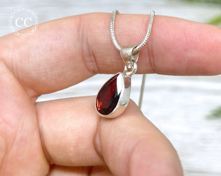 Garnet Faceted Silver Necklace #1