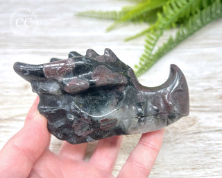 Garnet & Arfvedsonite Dragon Skull #2