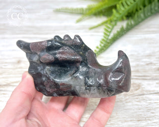 Garnet & Arfvedsonite Dragon Skull #2
