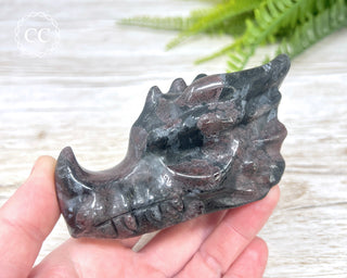 Garnet & Arfvedsonite Dragon Skull #2