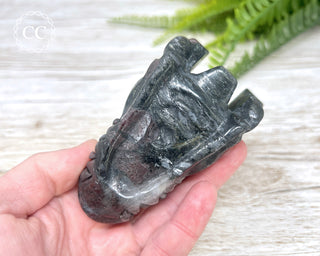Garnet & Arfvedsonite Dragon Skull #2