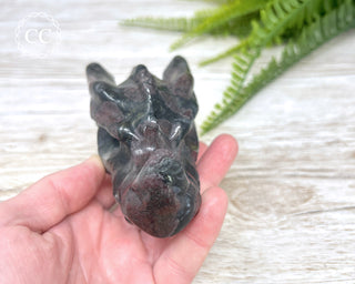 Garnet & Arfvedsonite Dragon Skull #2