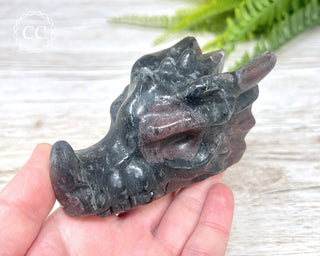 Garnet & Arfvedsonite Dragon Skull #1