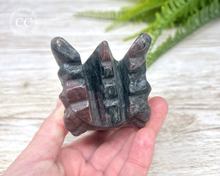 Garnet & Arfvedsonite Dragon Skull #1