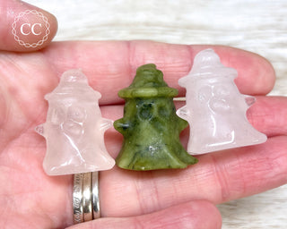 Ghost with Witches Hat Crystal Carving