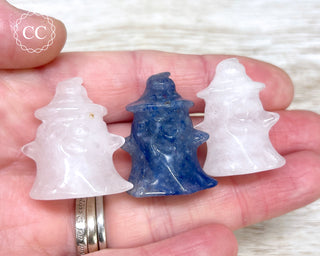 Ghost with Witches Hat Crystal Carving