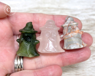 Ghost with Witches Hat Crystal Carving