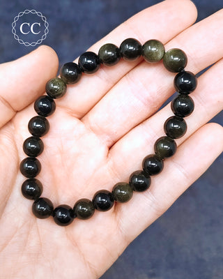 Gold Sheen Obsidian 8mm Beaded Bracelet