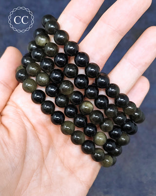 Gold Sheen Obsidian 8mm Beaded Bracelets on hand