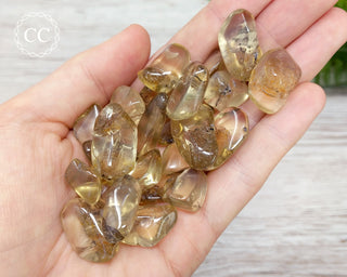 Golden Labradorite (Bytownite) Tumbled Crystals in hand