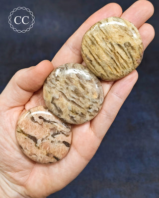 Graphical Moonstone Palm Stone