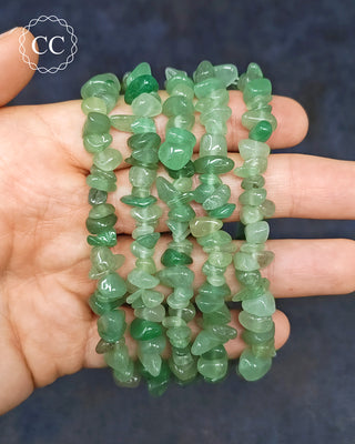 Green Aventurine Gemchip Bracelets in hand