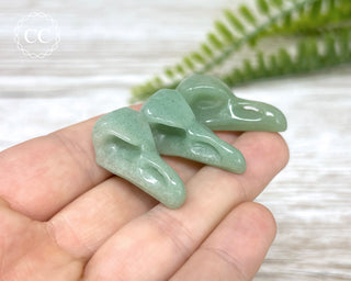 Mini Raven Skull - Green Aventurine