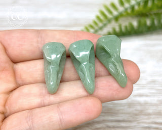 Mini Raven Skull - Green Aventurine