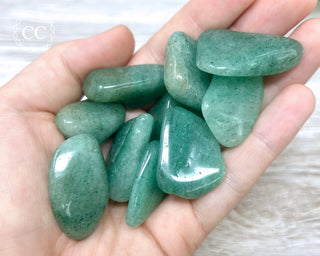 Green Aventurine Tumbled Crystals in hand