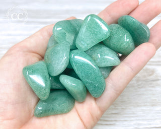 Green Aventurine Tumbled Crystals in hand
