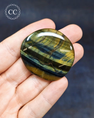 Blue Gold Tigers Eye Palm Stone