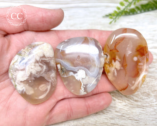 Flower Agate Flat Palm Stone