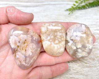 Flower Agate Flat Palm Stone