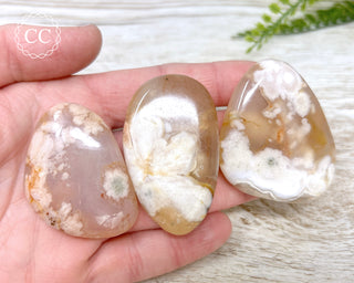 Flower Agate Flat Palm Stone