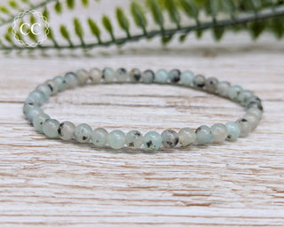 Kiwi Jasper 4mm Beaded Bracelet on light background