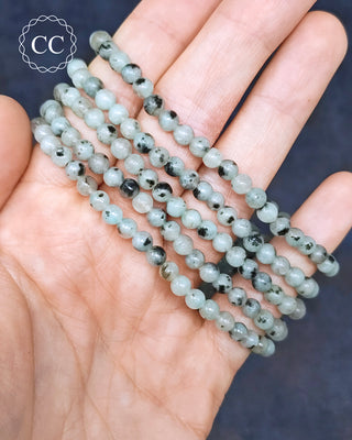 Kiwi Jasper 4mm Beaded Bracelets in hand