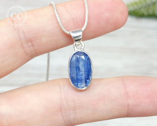 Blue Kyanite Faceted Silver Necklace #2