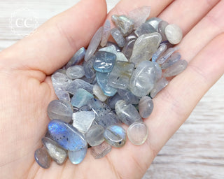 Labradorite Crystal Chips in hand