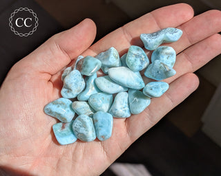 Larimar Medium Tumbled Crystals in hand
