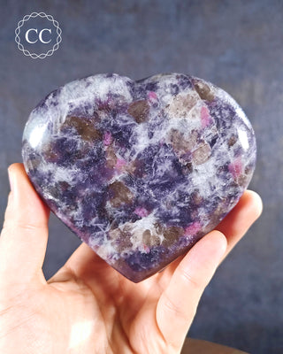 Lepidolite and Pink Tourmaline Large Heart #1