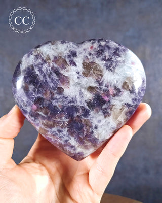 Lepidolite and Pink Tourmaline Large Heart #1