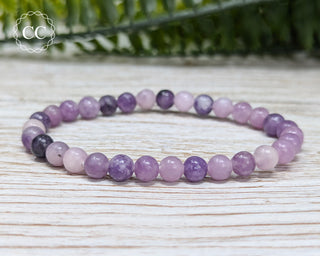 Lepidolite 6mm Beaded Bracelet on white background