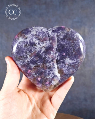 Lepidolite and Pink Tourmaline Large Heart #3