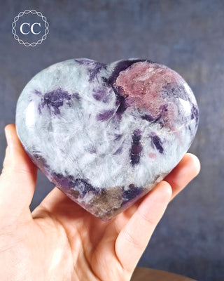 Lepidolite and Pink Tourmaline Large Heart #4