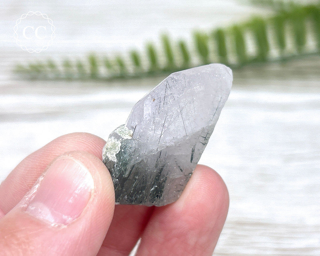 Lilac Apatite with Actinolite Inclusions #1 – The Citrine Circle