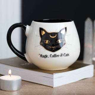 Magic, Coffee and Cats mug on book