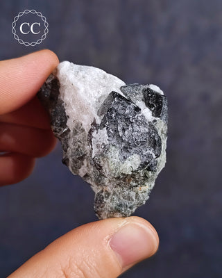 A hand holding a Magnetite specimen from San Benito County, California, USA