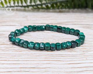 Malachite Beaded Bracelet on white background