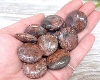 Chocolate Jasper Button | Tumbled Crystals in hand