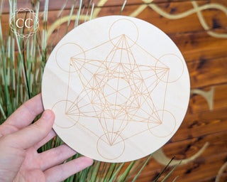 Metatrons Cube Wooden Crystal Grid Board