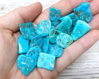 Turquoise Tumbled Crystals in hand
