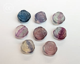 Rainbow Fluorite Mini Roses on white background