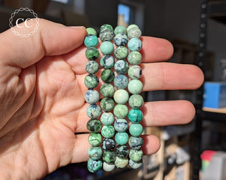 Mongolian Variscite Beaded Bracelets on hand