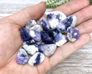 Mexican Morado Opal Tumbled Crystals in hand