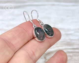 Moss Agate Silver Earrings #2