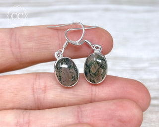 Moss Agate Silver Earrings #2