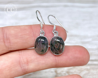 Moss Agate Silver Earrings #2