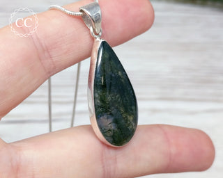 Moss Agate Silver Necklace #2