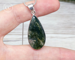 Moss Agate Silver Necklace #2