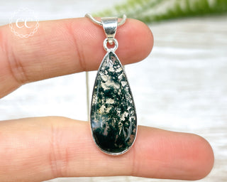 Moss Agate Silver Necklace #1